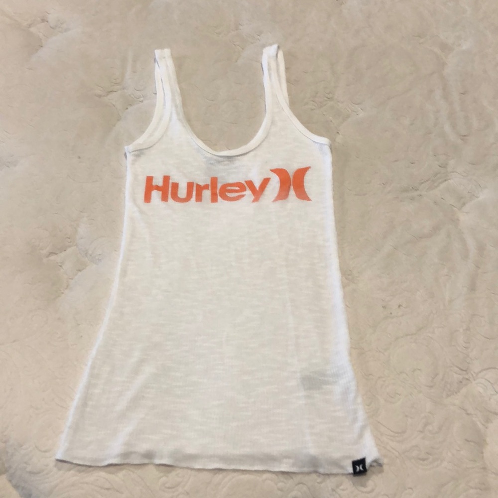 Hurley White Tank Top with Orange Logo